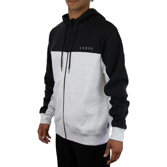 Orca - Mens Larger Size Zip Front Hoodie with Contrast  - Black White Marle