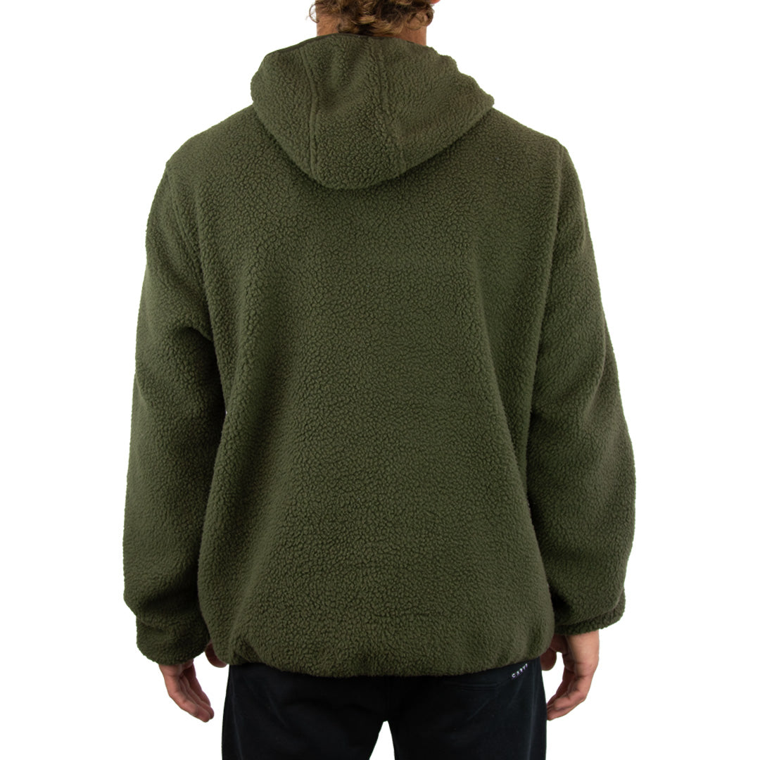 Fairweather - Men's Larger Size 1/4 Zip Hoodied Pull Over - Olive Sand