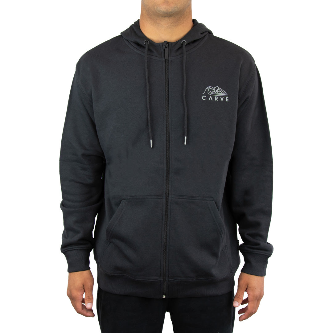 Power Trip - Mens Larger Size Zip Front Hoodie - Charcoal