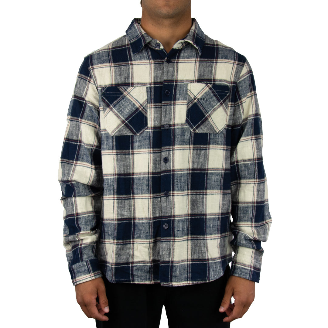 Magellan - Boy's Long Sleeve Button Front Shirt - Navy Stone