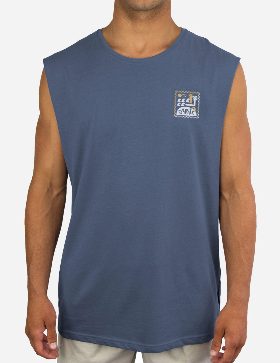 Palm Island - Mens Muscle Tee - Moonlight Blue