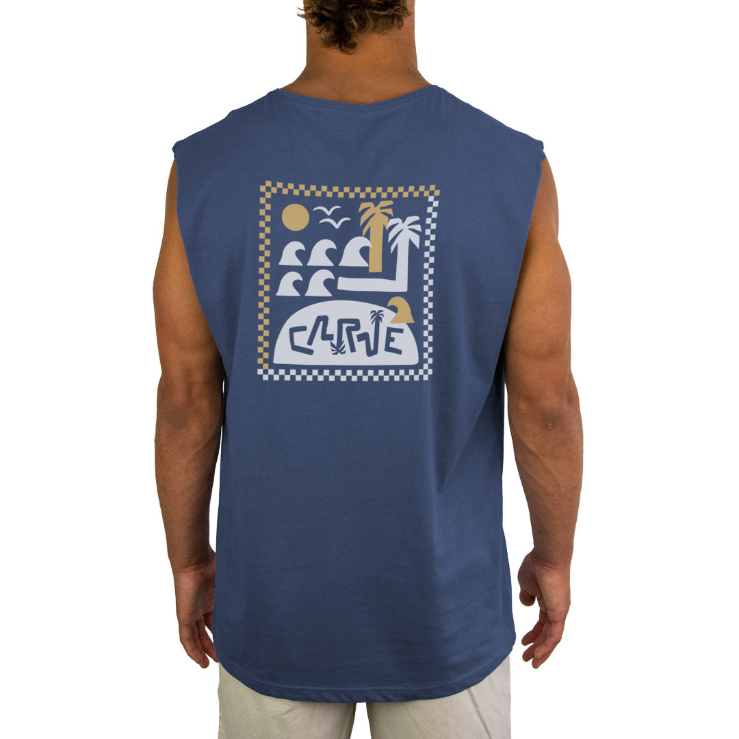 Palm Island - Mens Muscle Tee - Moonlight Blue