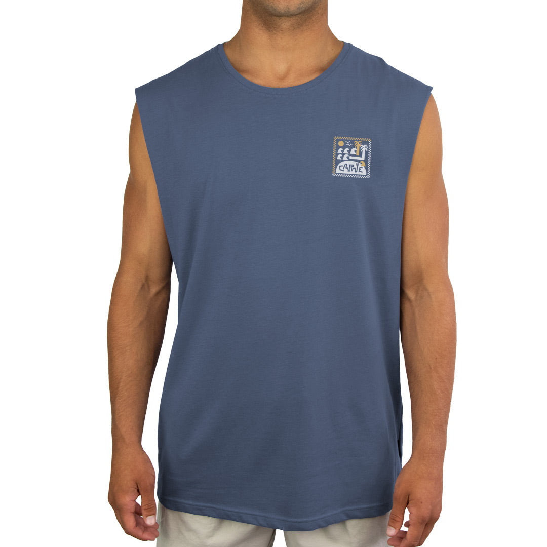 Palm Island - Mens Muscle Tee - Moonlight Blue