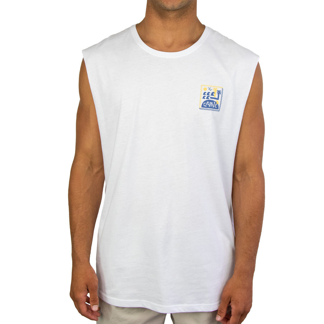 Palm Island - Mens Muscle Tee - White