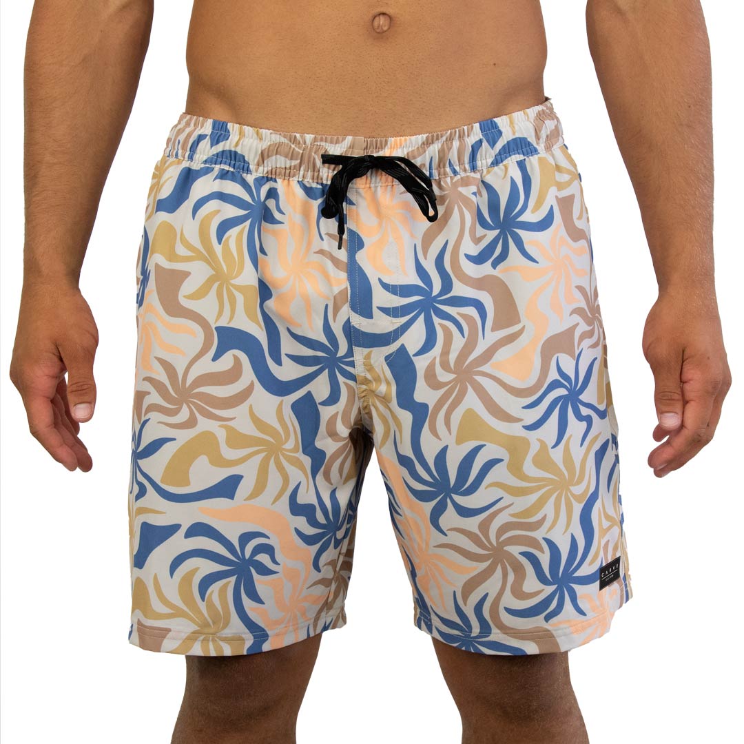 Twisted - Palms Mens Elastic Waist Boardshort Stone