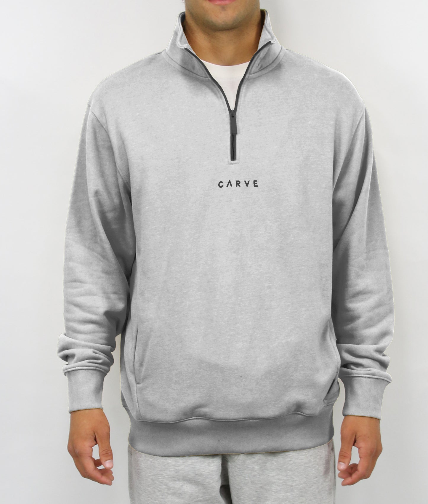 Locals - Mens 1/4 Zip Sweatshirt - Grey Marle