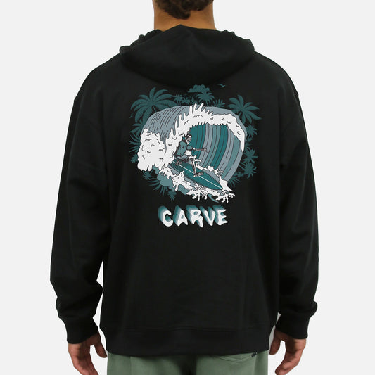 Waves - Mens Pullover Hooded - Black