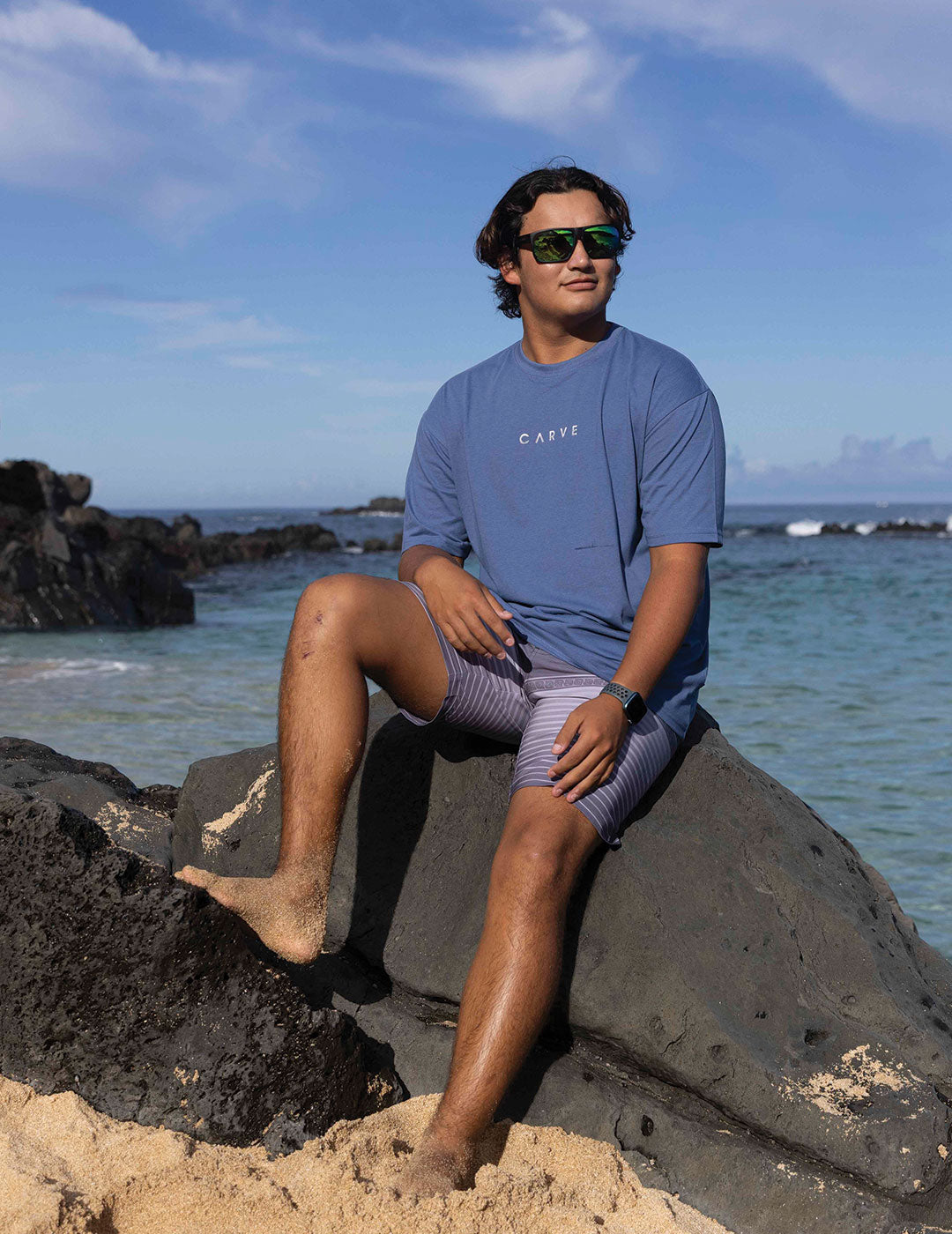 EXILE - Men's Oversized Short Sleeve Tee - Indigo