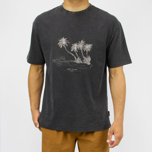 LAND TO SEA - Men's Basic Short Sleeve Tee - Washed Black