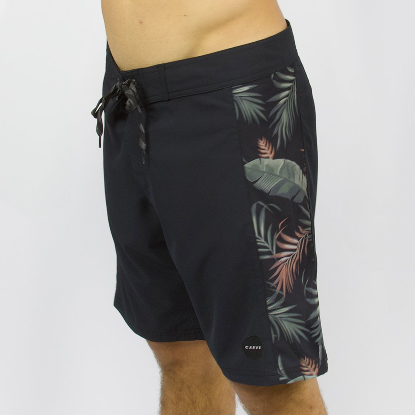 CASTAWAY - Men's flat waist boardies - Black