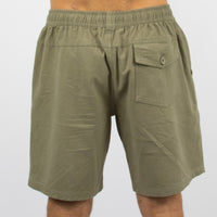 OXFORD - Men's elastic waist volley short - Olive Brown