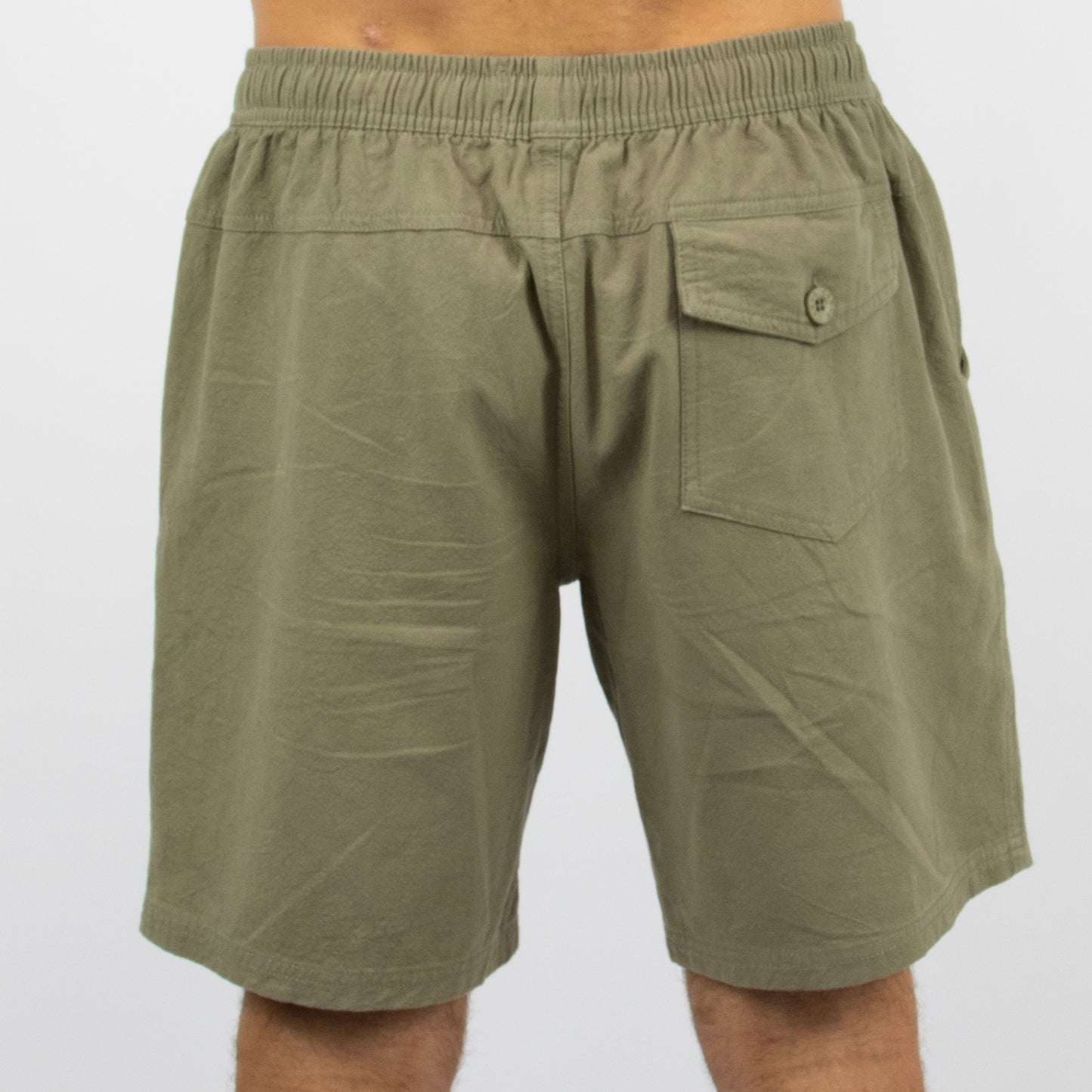 OXFORD - Men's elastic waist volley short - Olive Brown