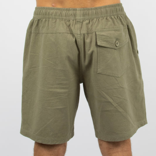 OXFORD - Men's elastic waist volley short - Olive Brown