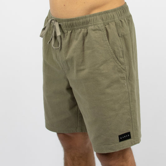 OXFORD - Men's elastic waist volley short - Olive Brown