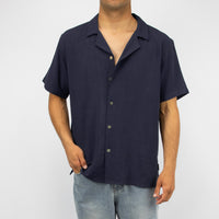 PRIMUS - Men's short sleeve open collar shirt - Navy