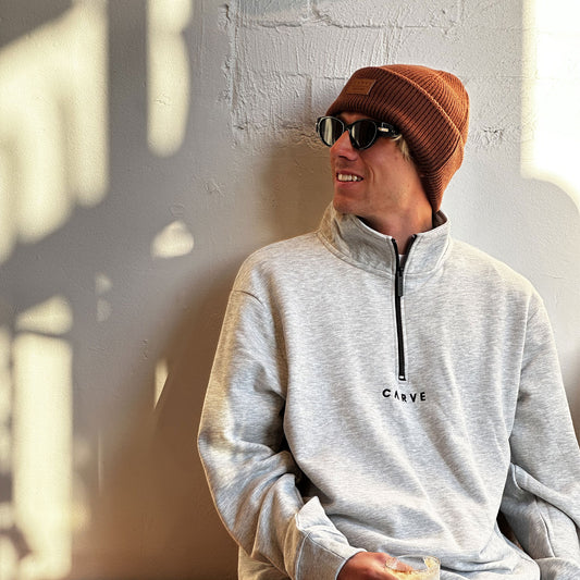 Locals - Mens 1/4 Zip Sweatshirt - Grey Marle