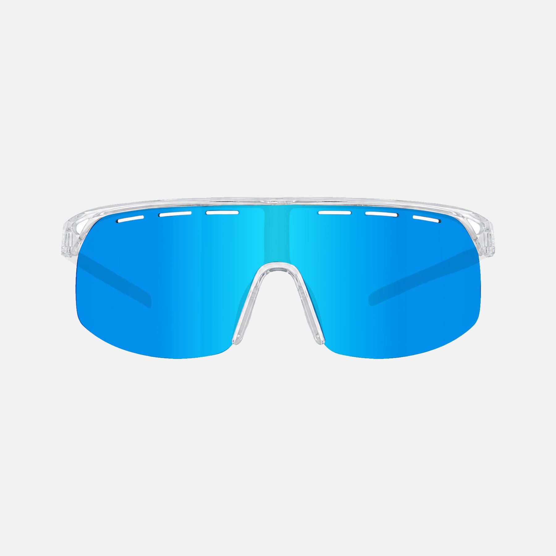 VELOCITY - CLEAR FRAME, GREY LENS WITH BLUE IRIDIUM PLUS VENTING
