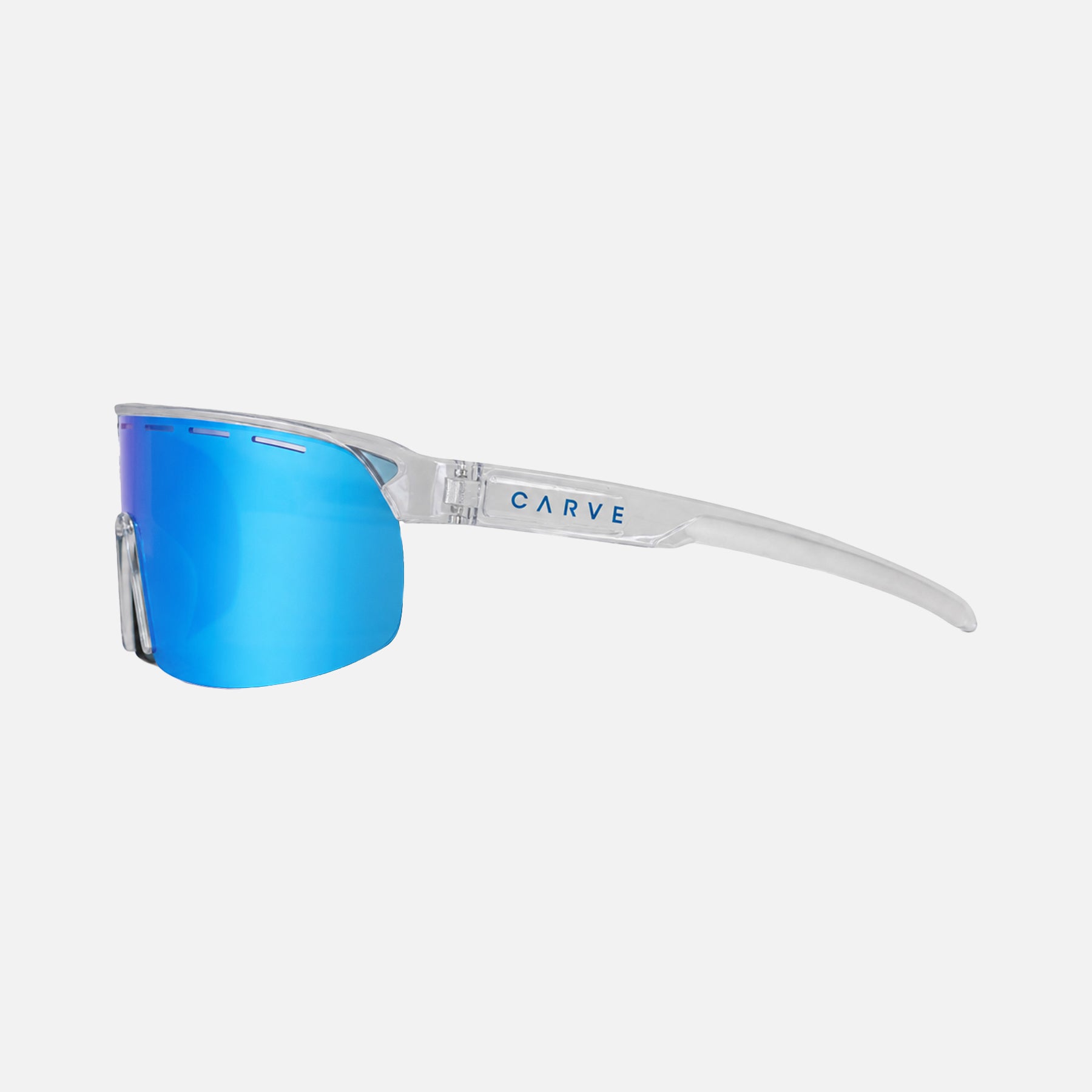 VELOCITY - CLEAR FRAME, GREY LENS WITH BLUE IRIDIUM PLUS VENTING