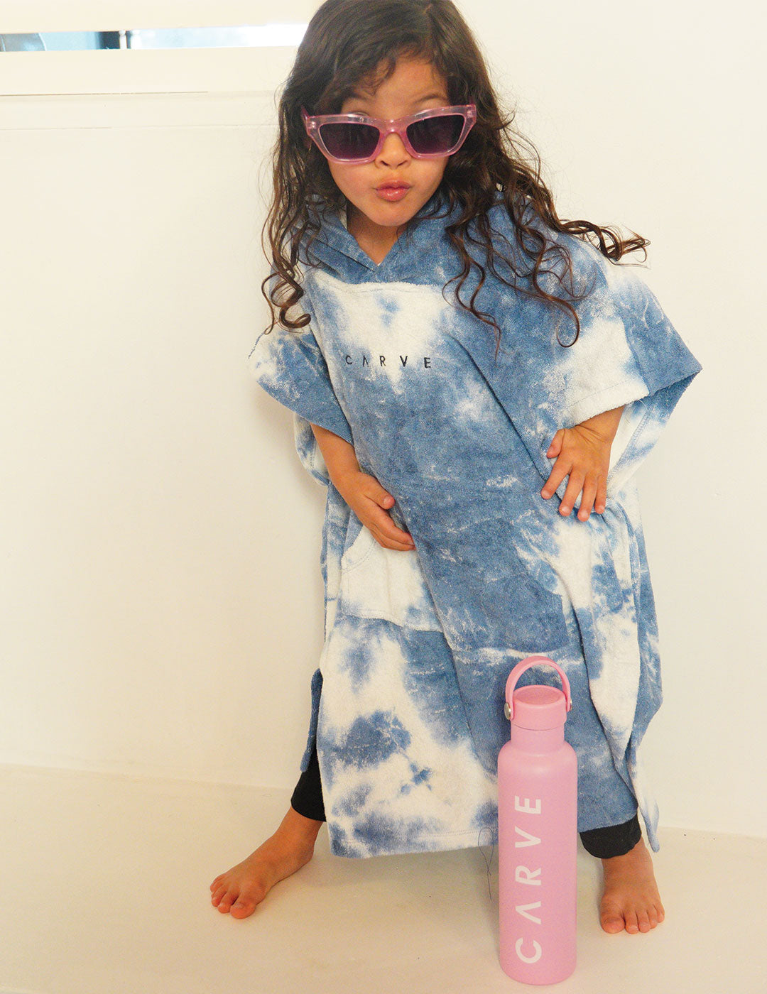Tie Dye Vibes - Toddler Beach Poncho - Blue/White