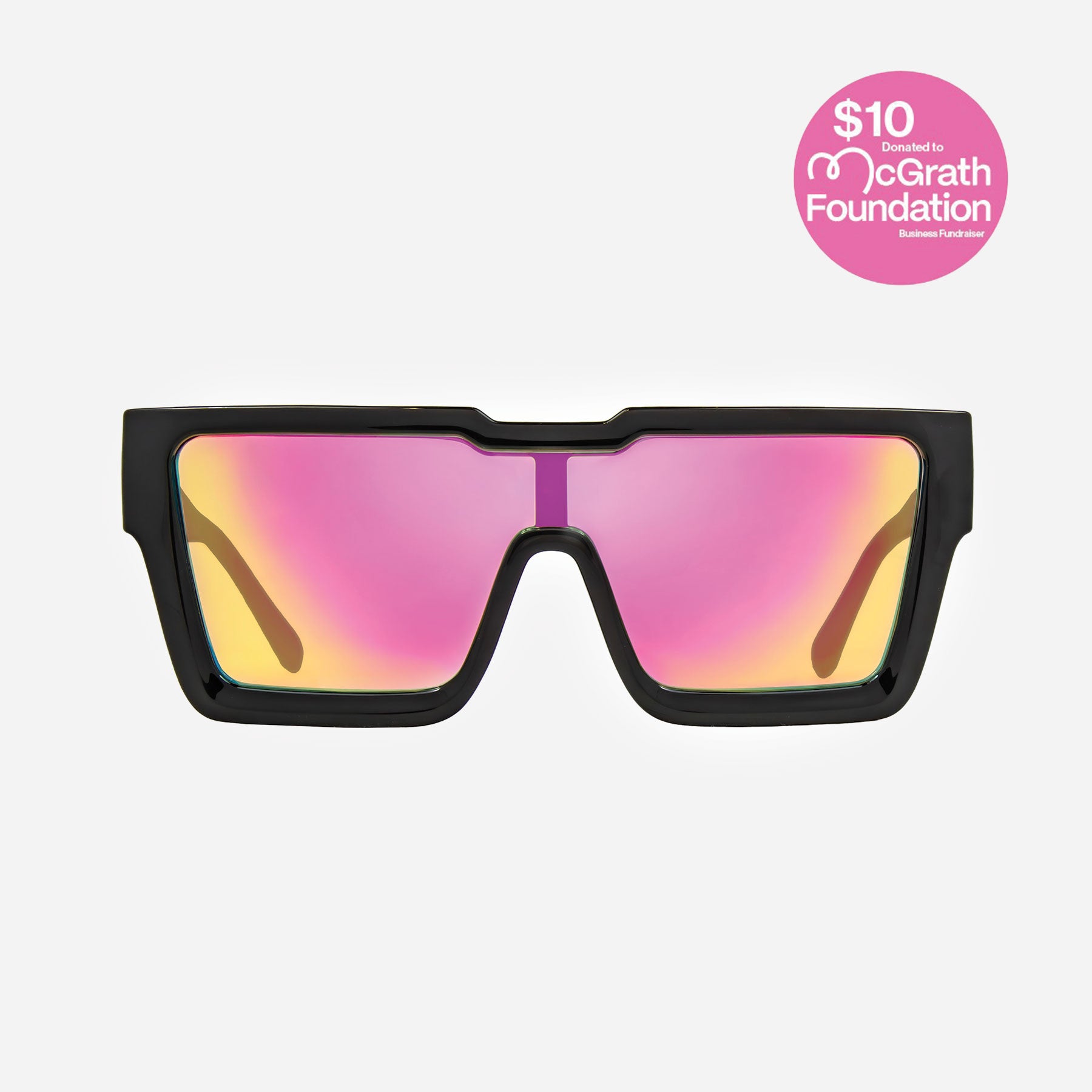 The Vegas - Gloss Black Frame with Grey Lens with Pink Iridium