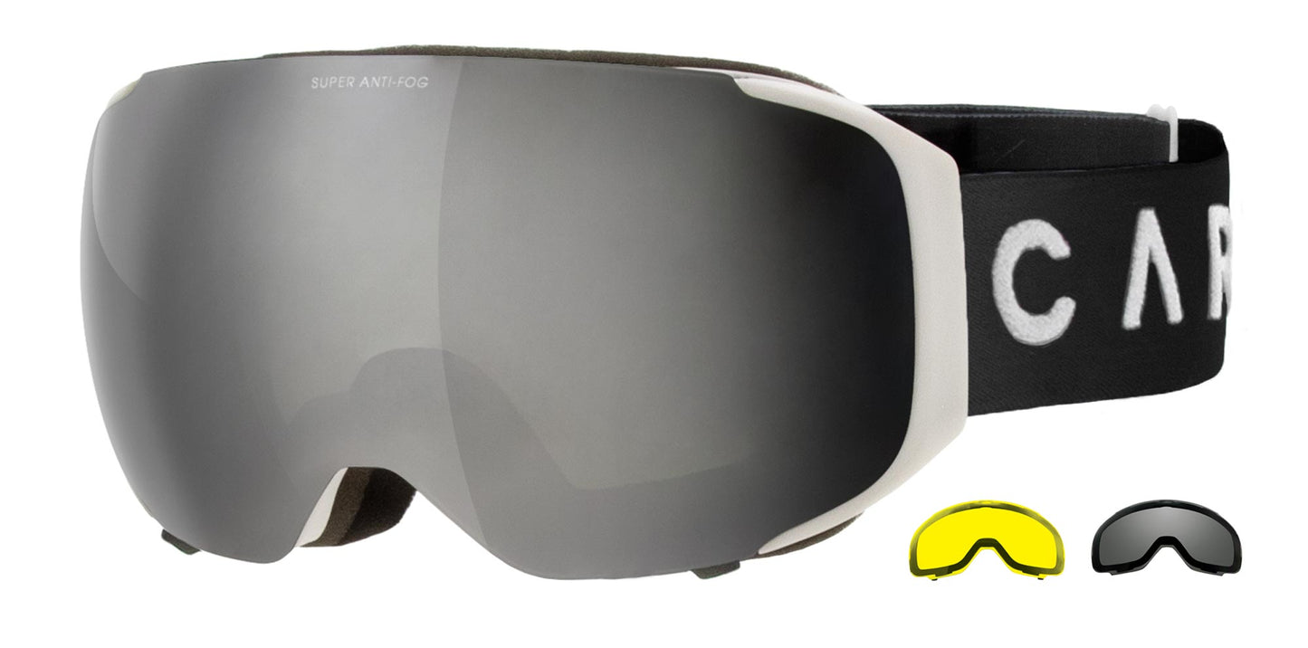 The Boss - Asian Fit Matt White Frame, Grey Lens with Silver Iridium & Yellow Lens with Clear Flash Coating
