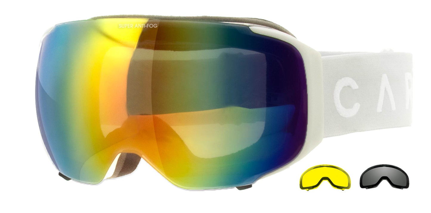 The Boss - Matt White Frame, Grey Lens with Pink Iridium & Yellow Lens with Clear Flash Coating