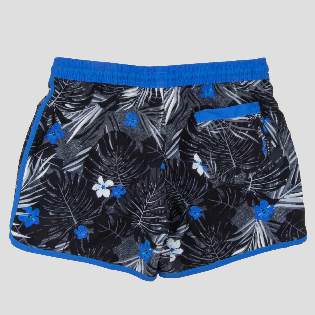 Jiving Jungle - Elastic Waist Boardshorts - Ocean / Black