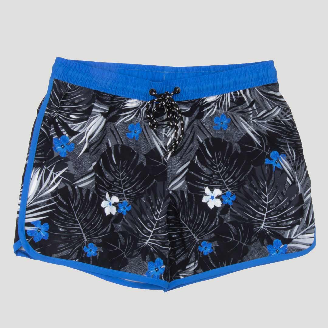 Jiving Jungle - Elastic Waist Boardshorts - Ocean / Black