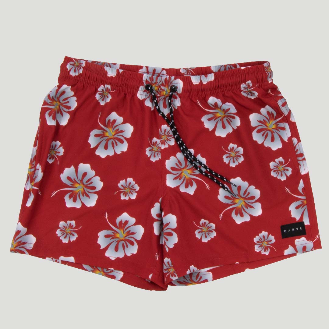 Roselle - Women's Elastic Waist Boardshorts - Red