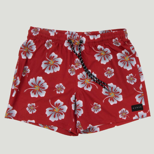 Roselle - Women's Elastic Waist Boardshorts - Red