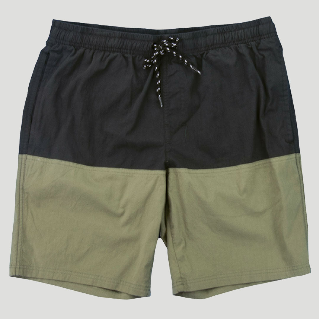 Flying Flag Mens Larger Size Volley Shorts - Olive / Charcoal