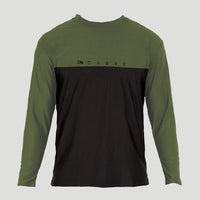 Run Off - Larger Men's Long Sleeve Rashie - Green / Black