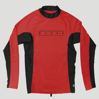 Dual Mens's Larger Sizes Long Sleeve Rash Vest - Red / Black