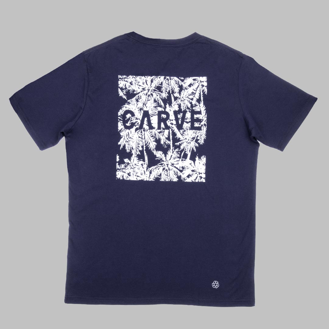 CARVE PALMS - mens recylced tee NAVY