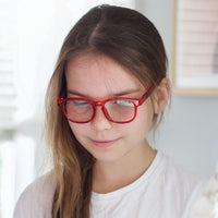Havana Jr - Blue Light Gloss Crystal Red Frame Glasses