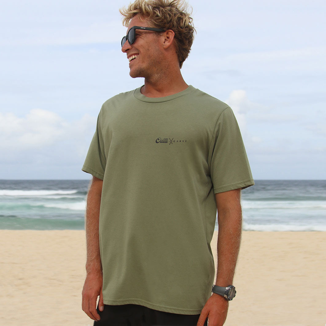 CARVE PALMS mens recylced tee GREEN